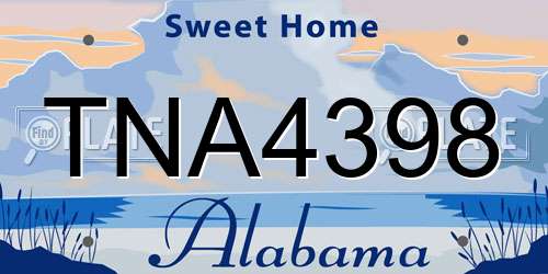 TNA4398 Alabama License Plate