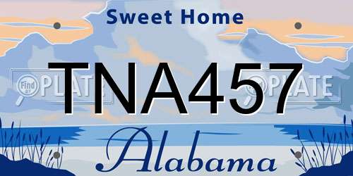 TNA457 Alabama License Plate