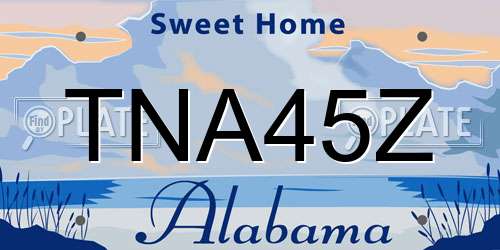 TNA45Z Alabama License Plate