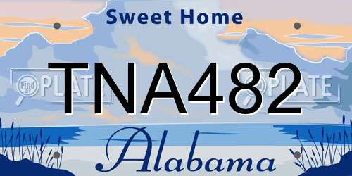 TNA482 Alabama License Plate
