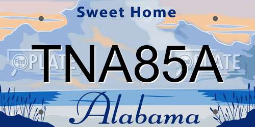 TNA85A Alabama License Plate