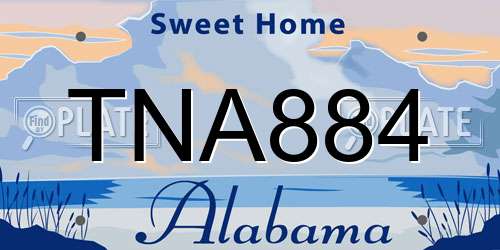 TNA884 Alabama License Plate