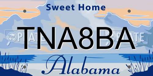 TNA8BA Alabama License Plate