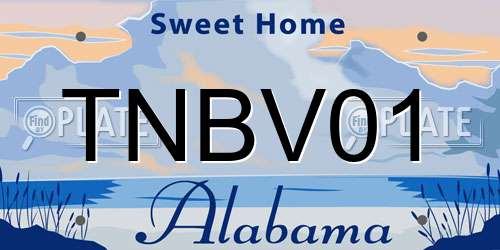 TNBV01 Alabama License Plate