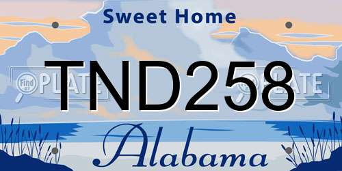 TND258 Alabama License Plate