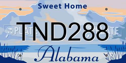 TND288 Alabama License Plate