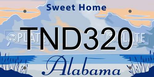 TND320 Alabama License Plate