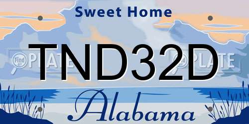 TND32D Alabama License Plate