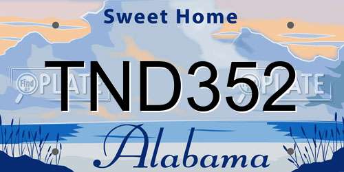 TND352 Alabama License Plate