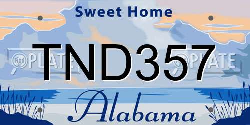 TND357 Alabama License Plate