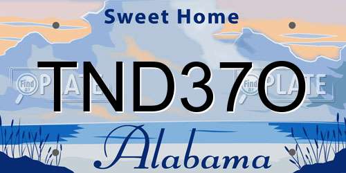 TND37O Alabama License Plate