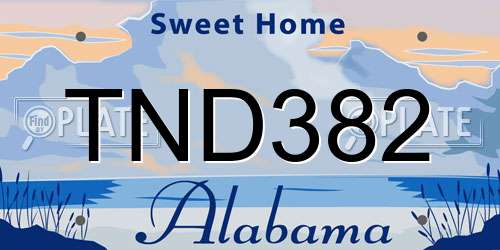 TND382 Alabama License Plate