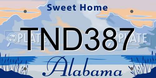 TND387 Alabama License Plate
