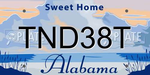 TND38T Alabama License Plate