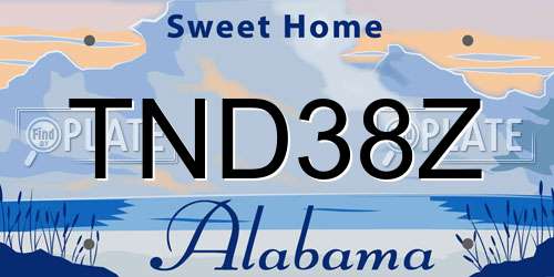 TND38Z Alabama License Plate