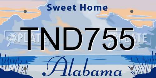 TND755 Alabama License Plate