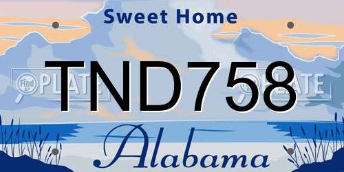 TND758 Alabama License Plate