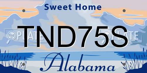 TND75S Alabama License Plate