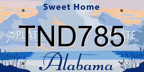TND785 Alabama License Plate