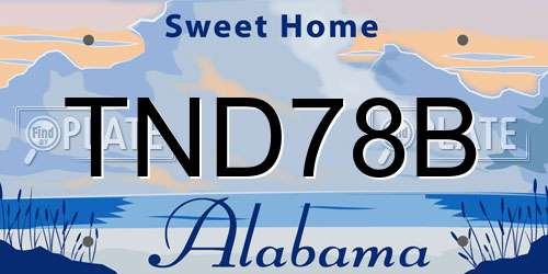 TND78B Alabama License Plate