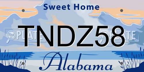 TNDZ58 Alabama License Plate