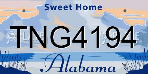 TNG4194 Alabama License Plate