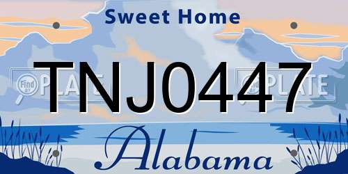 TNJ0447 Alabama License Plate