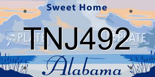 TNJ492 Alabama License Plate