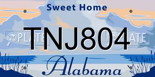 TNJ804 Alabama License Plate