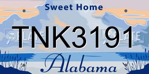 TNK3191 Alabama License Plate