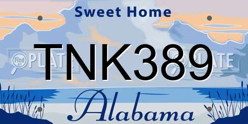 TNK389 Alabama License Plate
