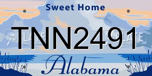 TNN2491 Alabama License Plate