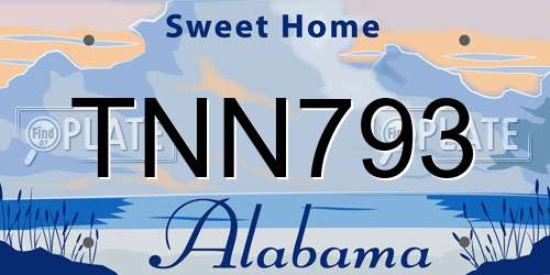 TNN793 Alabama License Plate