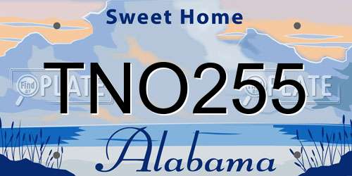 TNO255 Alabama License Plate