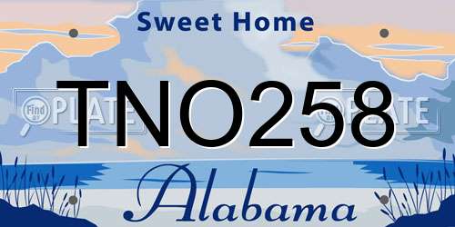 TNO258 Alabama License Plate