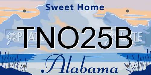TNO25B Alabama License Plate