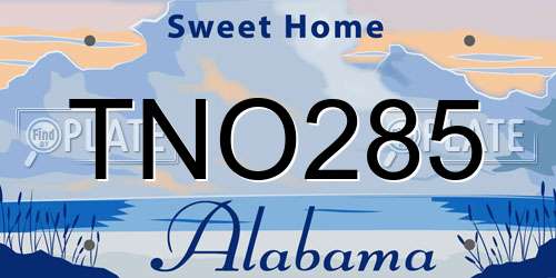 TNO285 Alabama License Plate