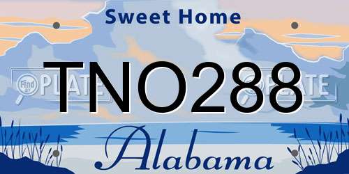 TNO288 Alabama License Plate