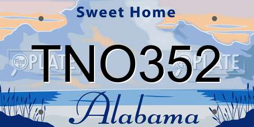 TNO352 Alabama License Plate