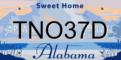 TNO37D Alabama License Plate