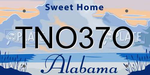 TNO37O Alabama License Plate