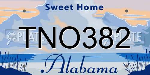 TNO382 Alabama License Plate