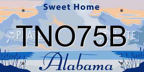 TNO75B Alabama License Plate