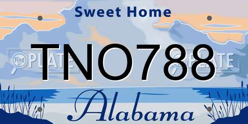 TNO788 Alabama License Plate