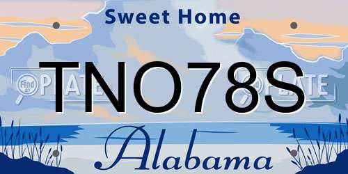 TNO78S Alabama License Plate