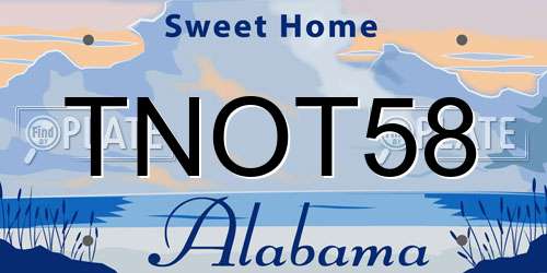 TNOT58 Alabama License Plate