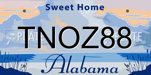 TNOZ88 Alabama License Plate