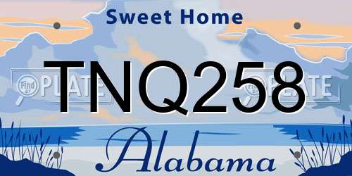 TNQ258 Alabama License Plate