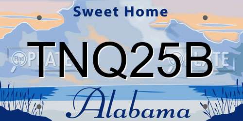 TNQ25B Alabama License Plate