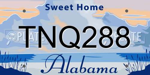 TNQ288 Alabama License Plate